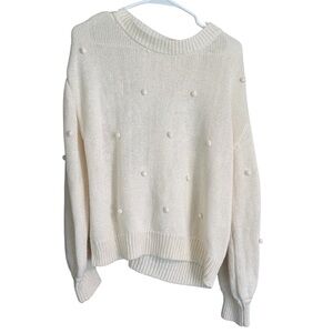 Women’s Elegant Cream Sweater with Textured Details Size small